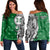 (Personalised) Hawaii - Molokai High Tribal Kakau Women's Off Shoulder Sweatshirt AH Green - Polynesian Pride