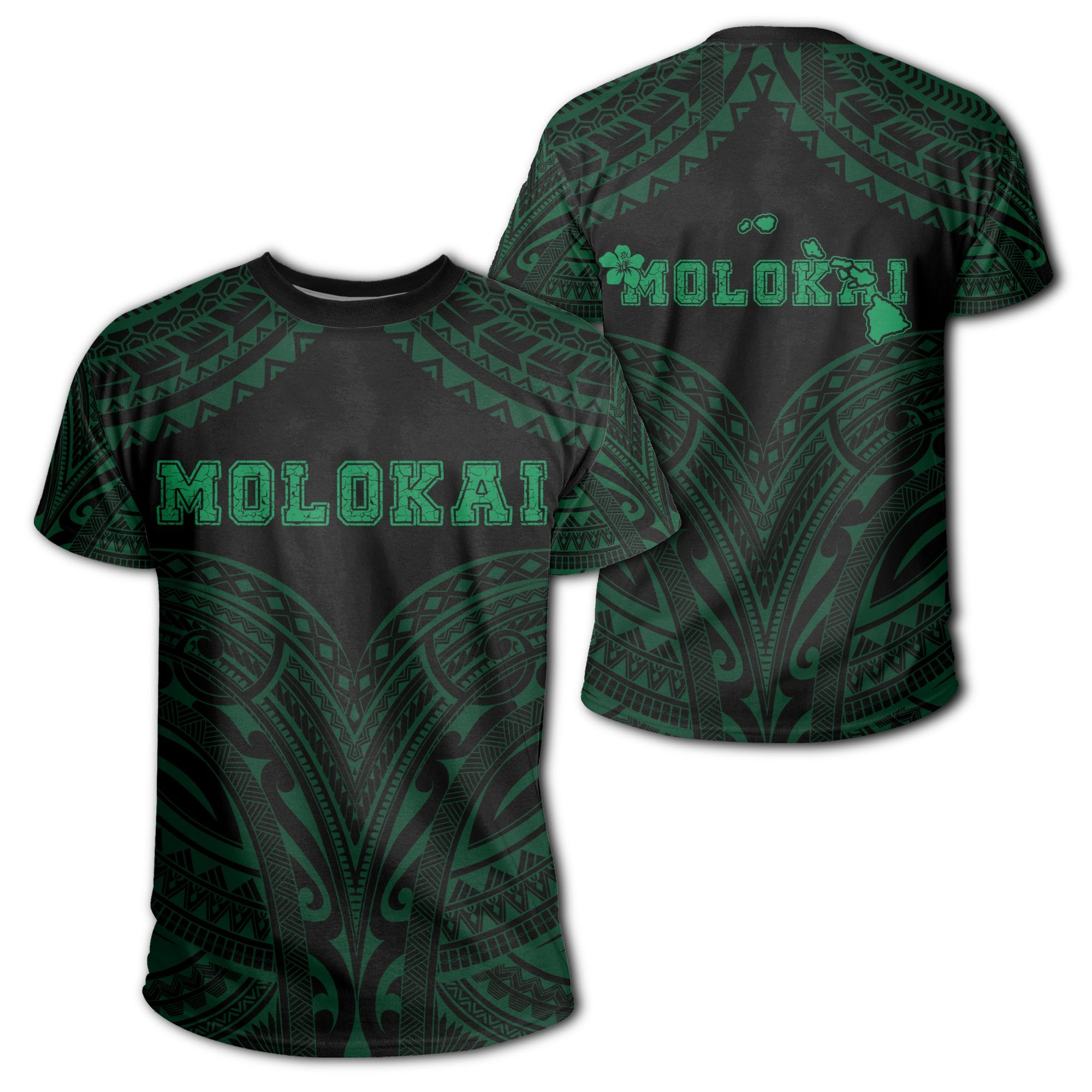 Hawaiian Kanaka Map Polynesian Molokai T Shirt Green Brad Style Unisex Green - Polynesian Pride