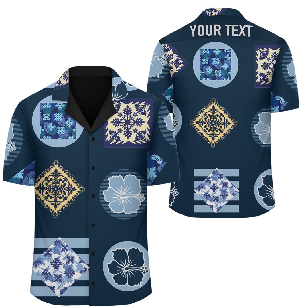 (Personalized) Hawaii Royal Pattern - Hawaiian Shirt - Cade Style - Indigo Unisex Indigo - Polynesian Pride