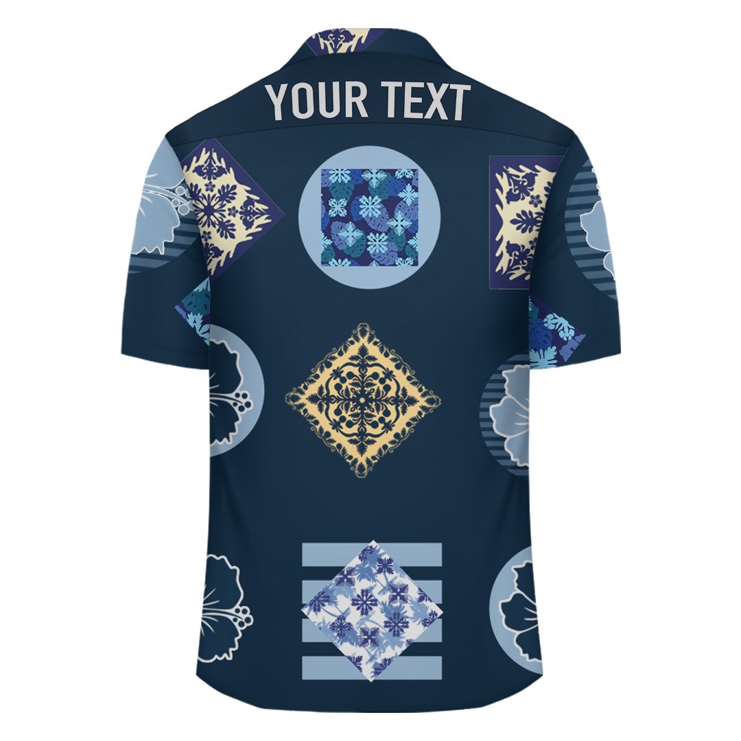 (Personalized) Hawaii Royal Pattern - Hawaiian Shirt - Cade Style - Indigo - Polynesian Pride