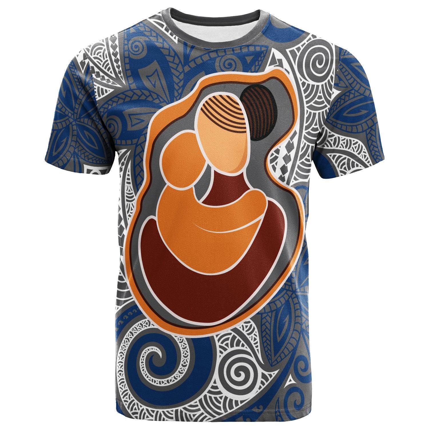 Polynesian Shirt Mother And Child Gray Color Unisex Art - Polynesian Pride