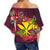 Kanaka Map Turtle Hibiscus Off Shoulder Waist Wrap Top - Red Velvet - AH - Polynesian Pride