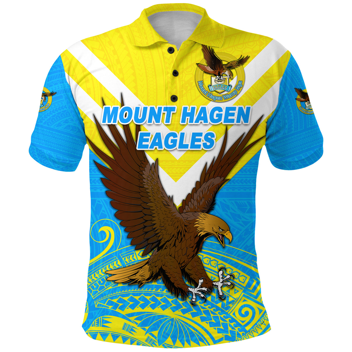 Papua New Guinea Mount Hagen Eagles Polo Shirt Wamp Nga Rugby Blue LT8 - Polynesian Pride