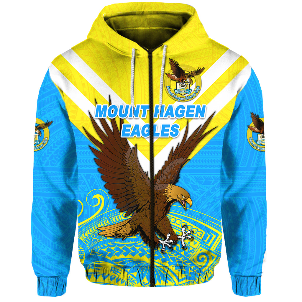 Papua New Guinea Mount Hagen Eagles Zip Hoodie Wamp Nga Rugby Blue LT8 - Polynesian Pride