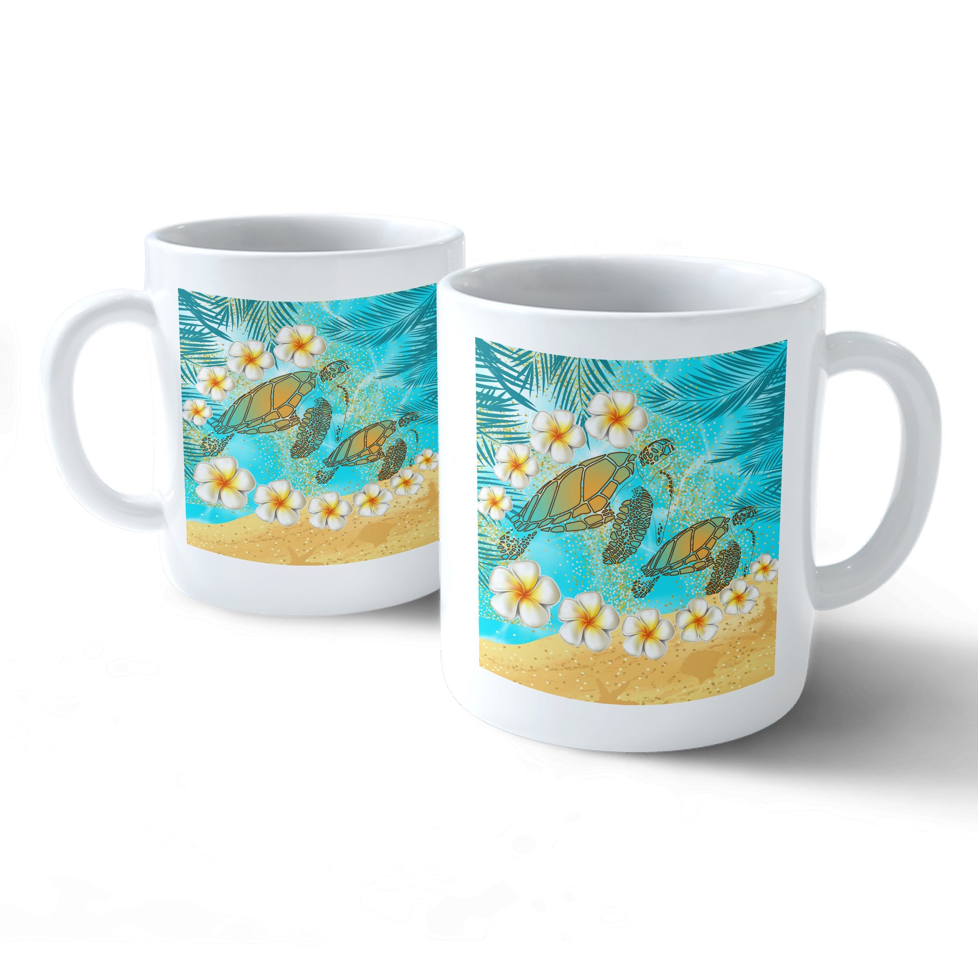 Hawaii Turtle Plumeria Summer Mug - Sea Style - AH Mug 11oz - Polynesian Pride