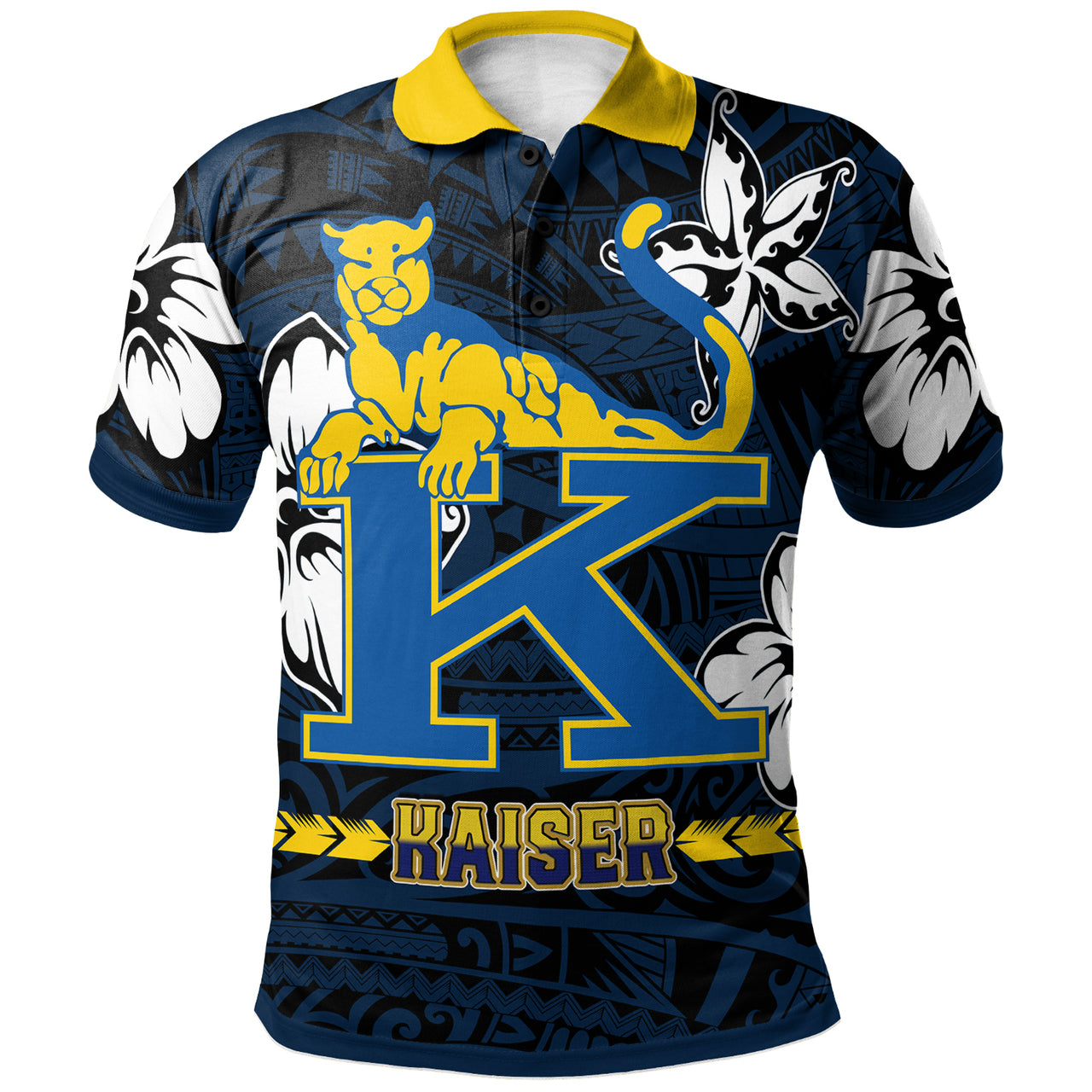 Hawaii Henry J. Kaiser High School Custom Polo Shirt Kaiser High School Polynesian With Floral Elements Pattern LT10 Blue - Polynesian Pride