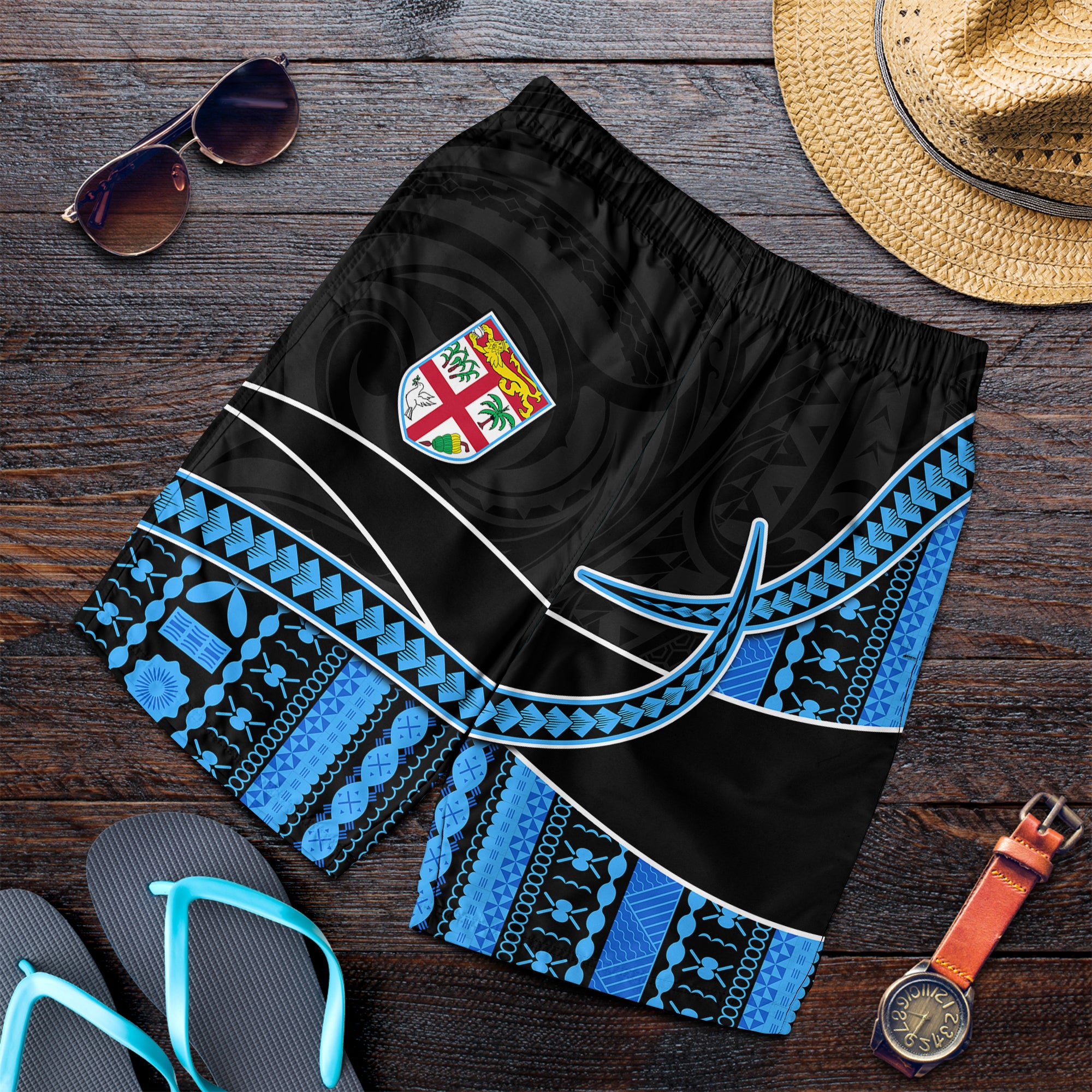 Fiji Polynesian Men Short Featured Fijian Lovers LT13 Men's Shorts Black - Polynesian Pride