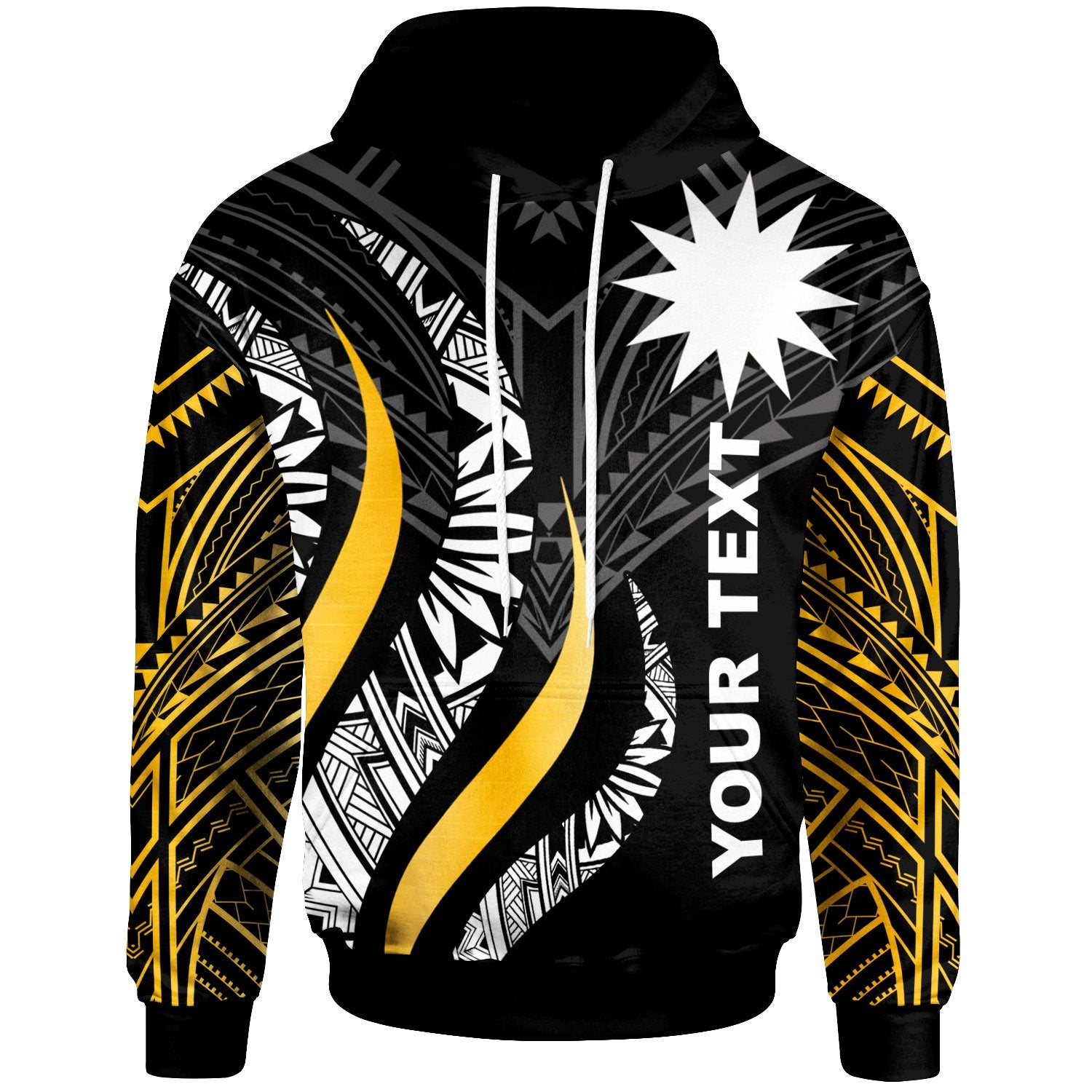 Nauru Custom Hoodie Nauru Strong Fire Pattern Gold Unisex Gold - Polynesian Pride