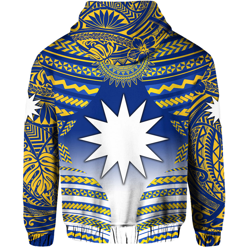 Nauru Polynesian Flag Zip Hoodie Creative Style Blue NO.1 LT8 - Polynesian Pride