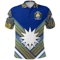 Custom Nauru Polynesian Flag Polo Shirt Creative Style Blue NO.1, Custom Text and Number LT8 - Polynesian Pride