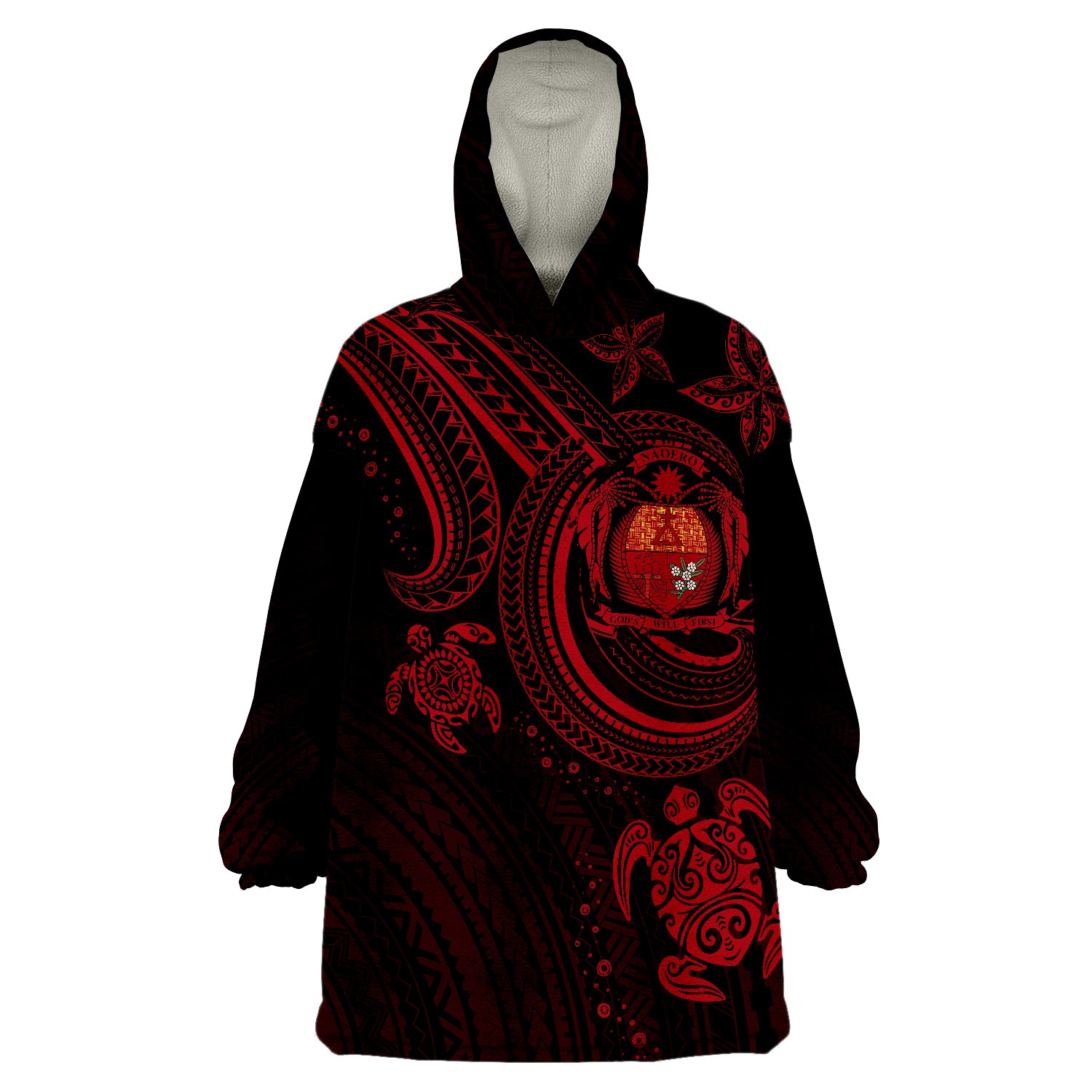 Nauru Red Turtle Wearable Blanket Hoodie LT9 Unisex One Size - Polynesian Pride