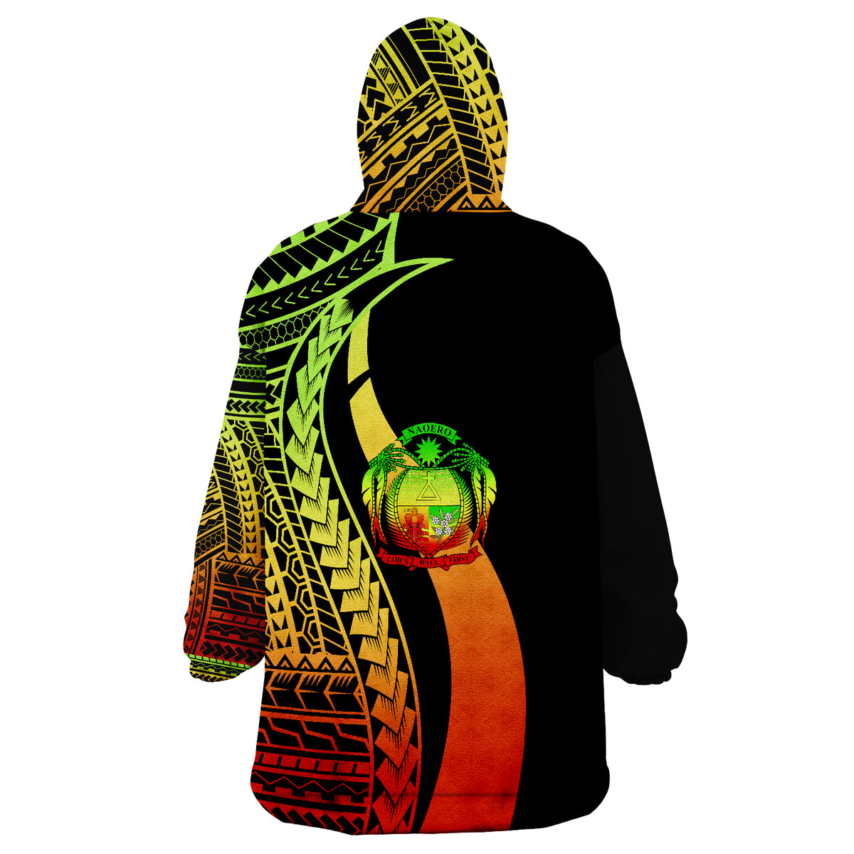 Nauru Reggae Tentacle Tribal Pattern Wearable Blanket Hoodie LT9 - Polynesian Pride