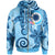 Nauru Zip Hoodie Tribal Plumeria Pattern Unisex Blue - Polynesian Pride