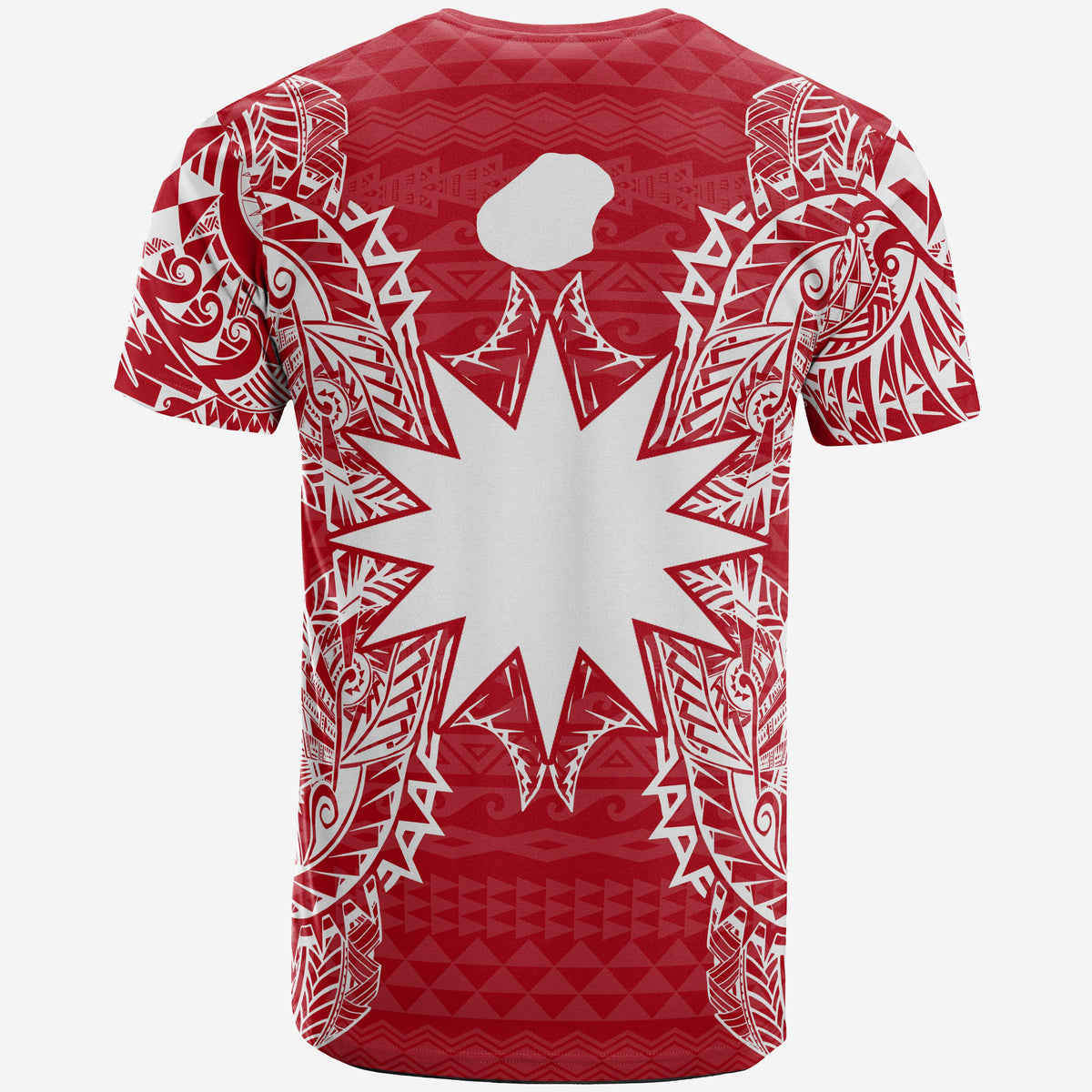 Nauru All T Shirt Nauru FLag Map Polynesian Tattoo Red White - Polynesian Pride