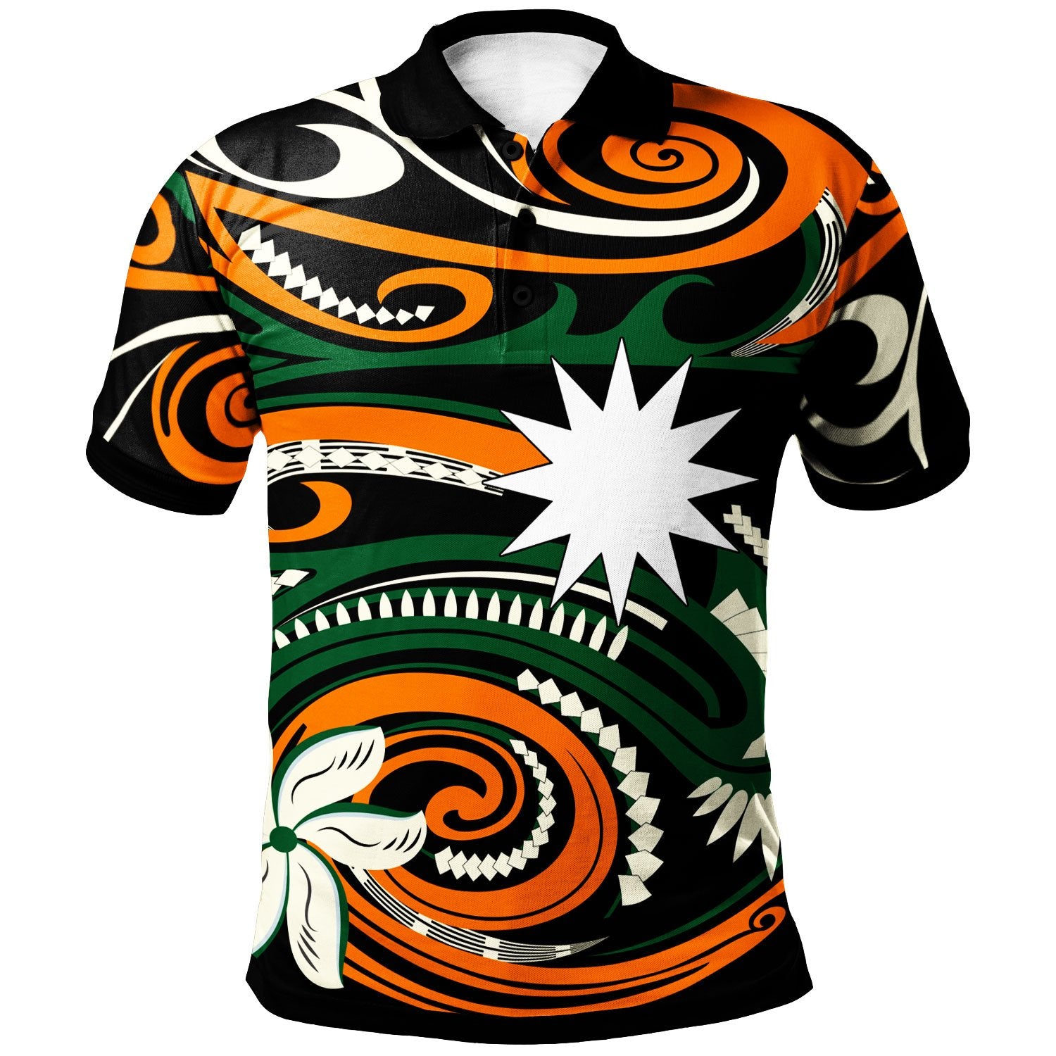 Nauru Polo Shirt Vortex Style Unisex Orange - Polynesian Pride