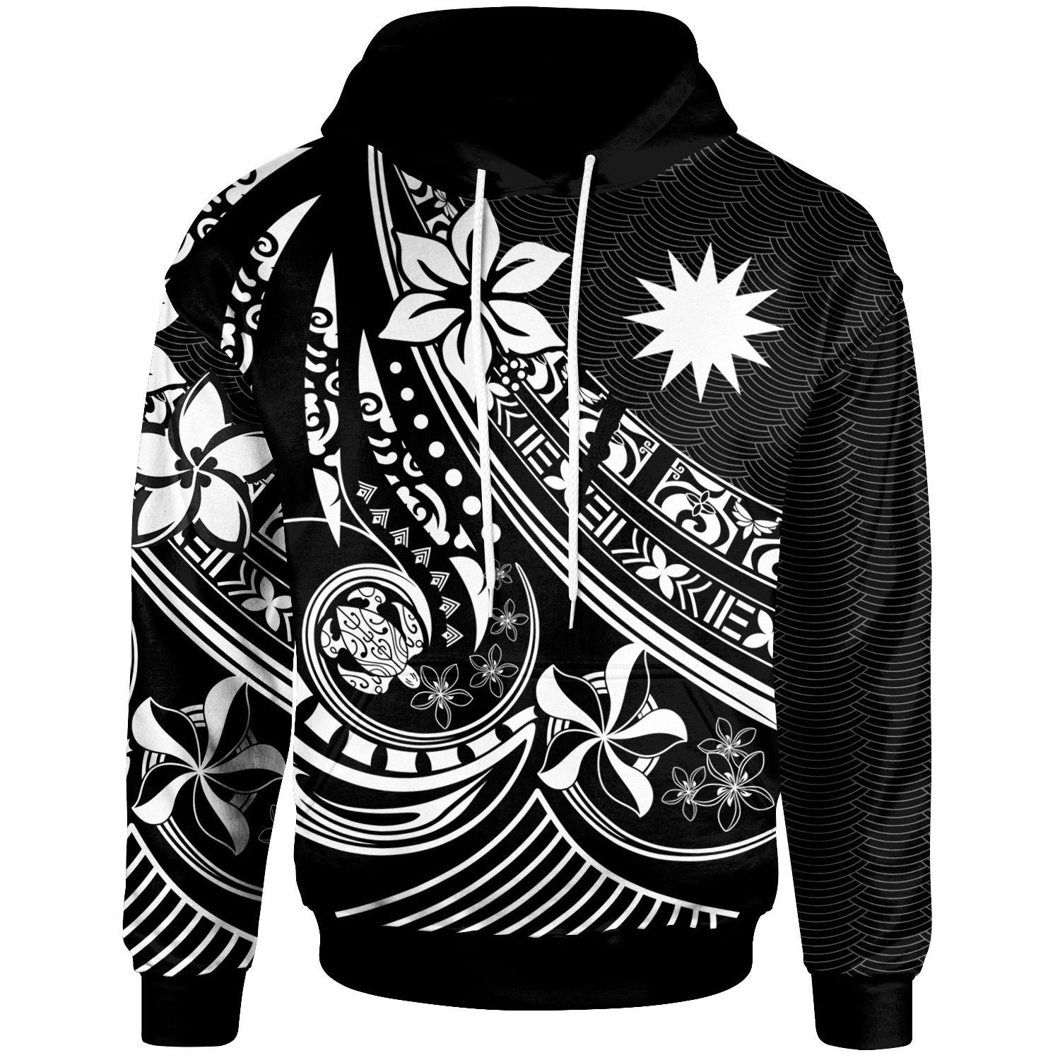 Nauru Hoodie The Flow of The Ocean White Unisex White - Polynesian Pride