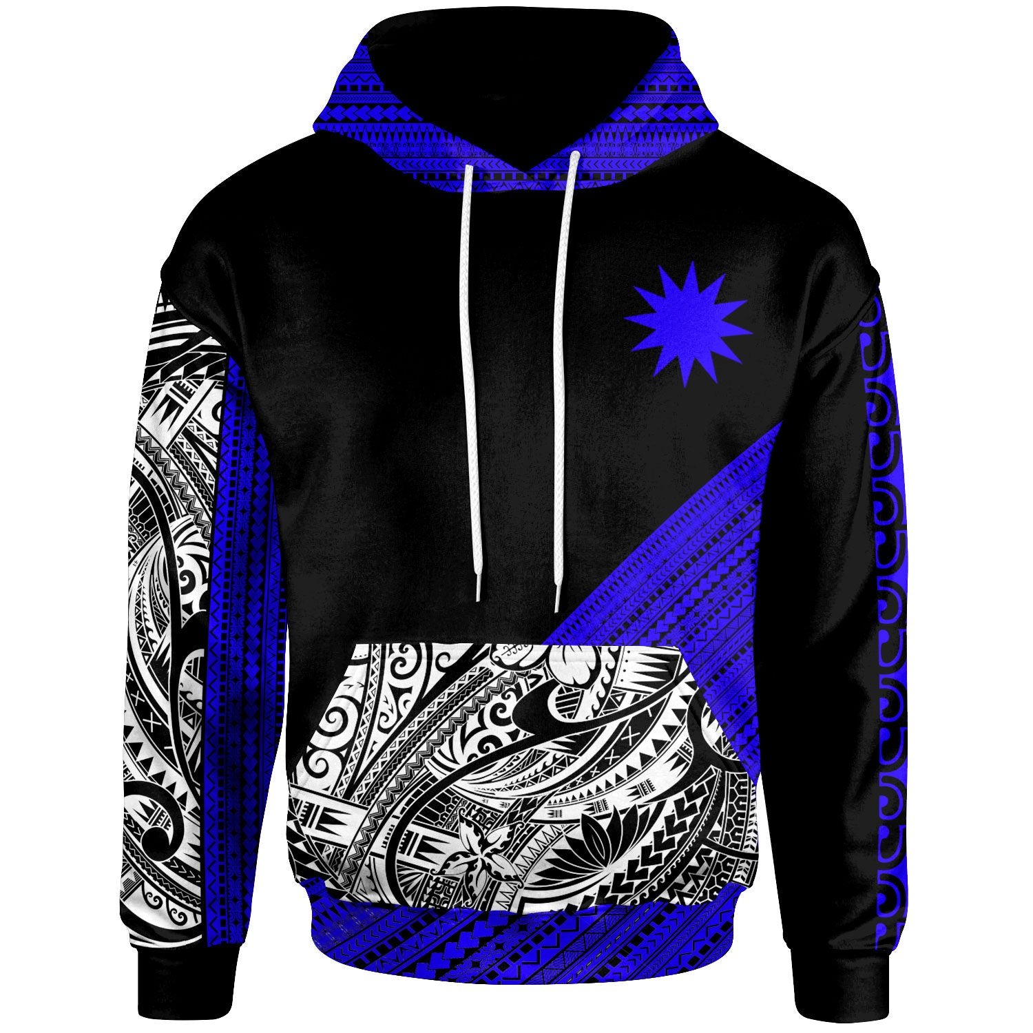 Nauru Custom Hoodie Diagonal Pattern Dark Blue Unisex Dark Blue - Polynesian Pride