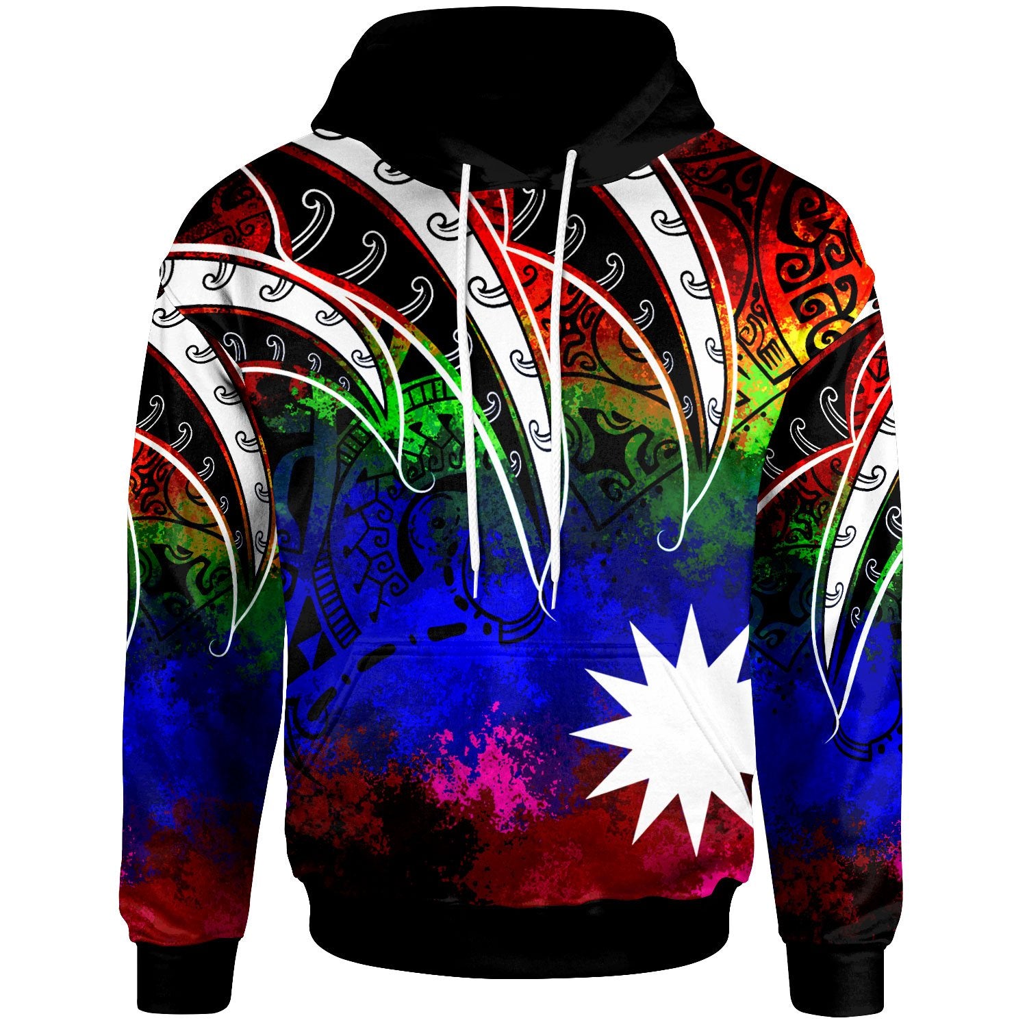 Nauru Hoodie Tropical Leaf Rainbow Color Unisex Rainbow - Polynesian Pride