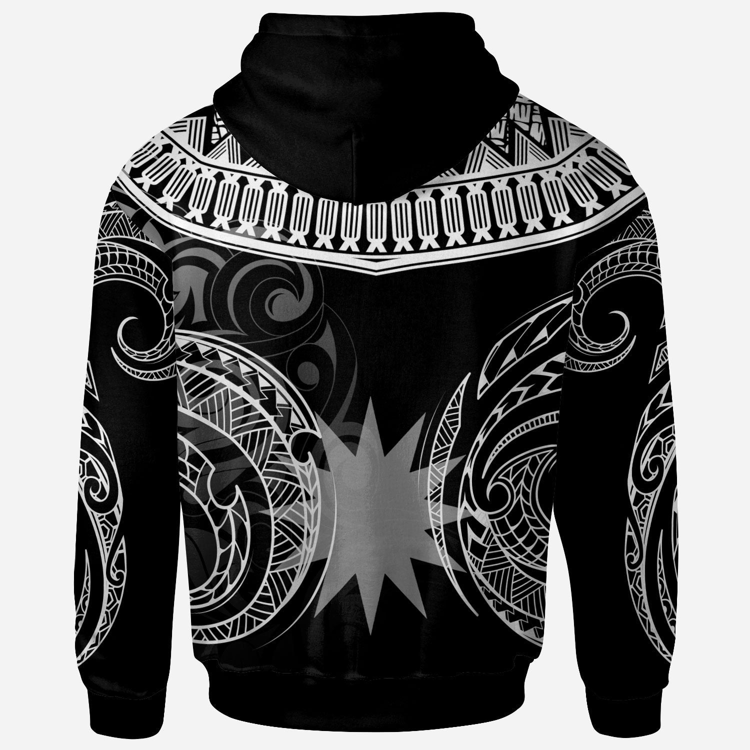 Nauru Custom Hoodie Serrated Pattern White Color Unisex Black - Polynesian Pride