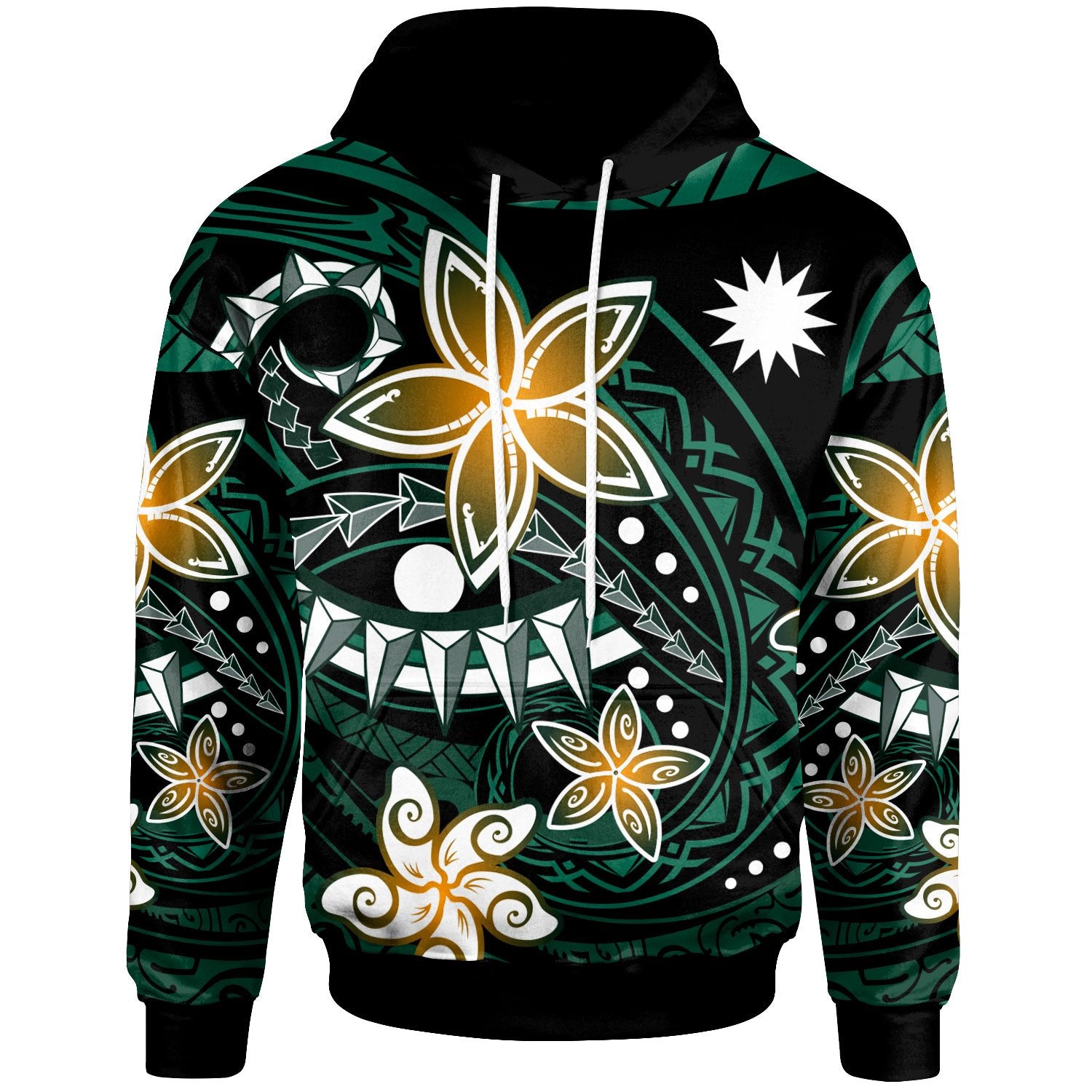 Nauru Hoodie Spring Style Black Color Unisex Black - Polynesian Pride