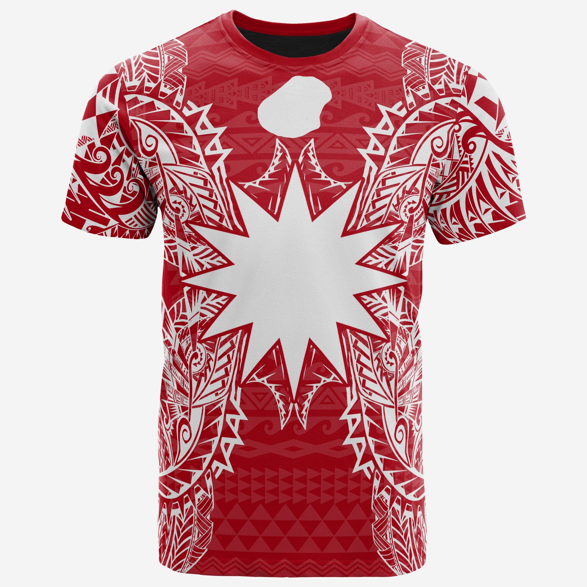 Nauru All T Shirt Nauru FLag Map Polynesian Tattoo Red White Unisex Red - Polynesian Pride