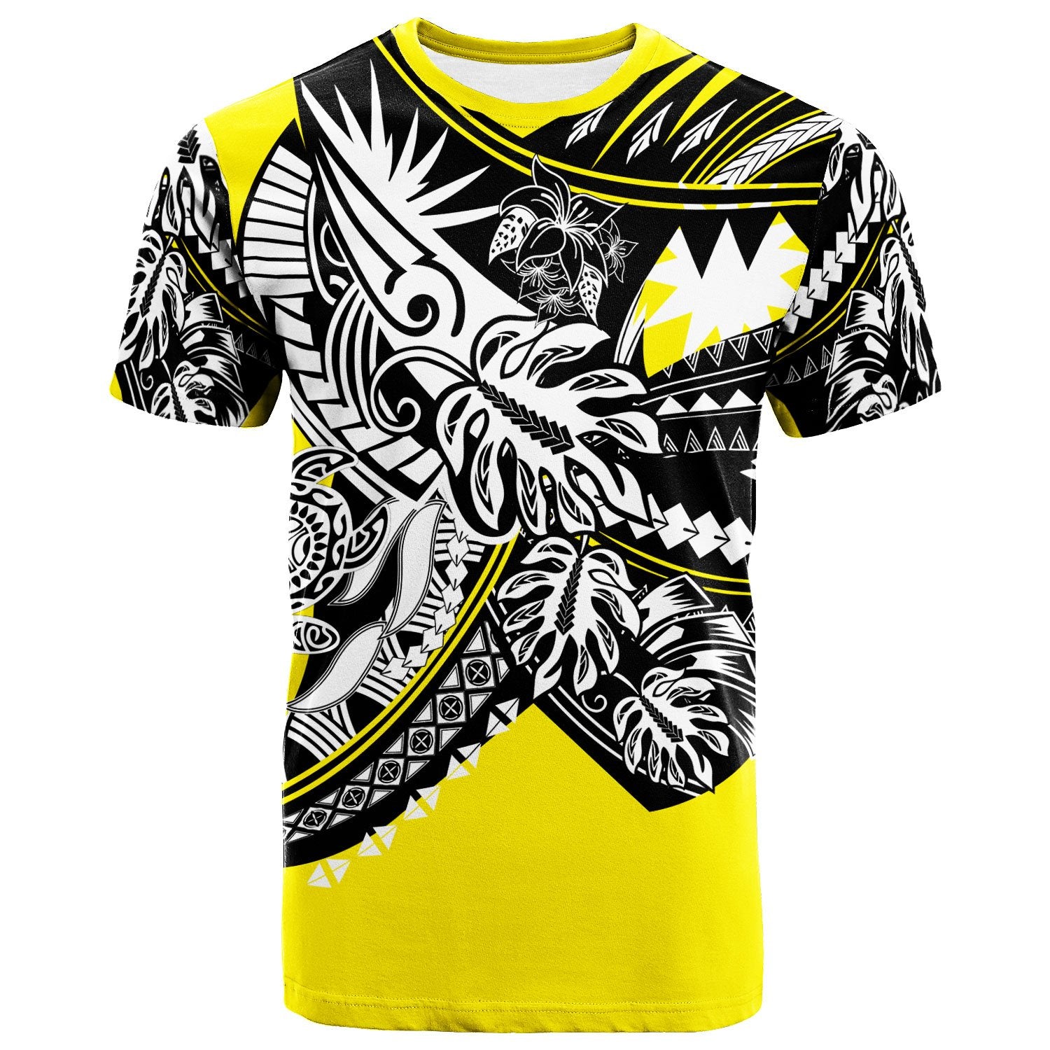 Nauru T Shirt Tribal Jungle Yellow Pattern Unisex Yellow - Polynesian Pride