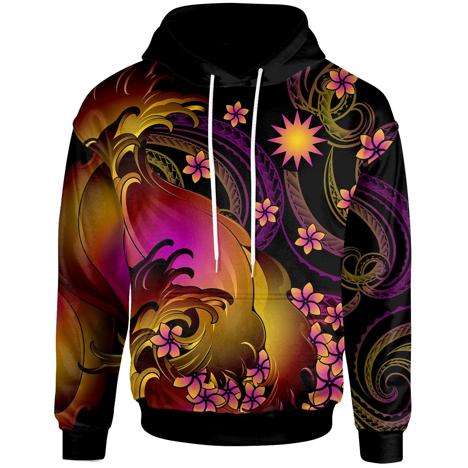 Nauru Hoodie Nauru in wave Unisex Black - Polynesian Pride