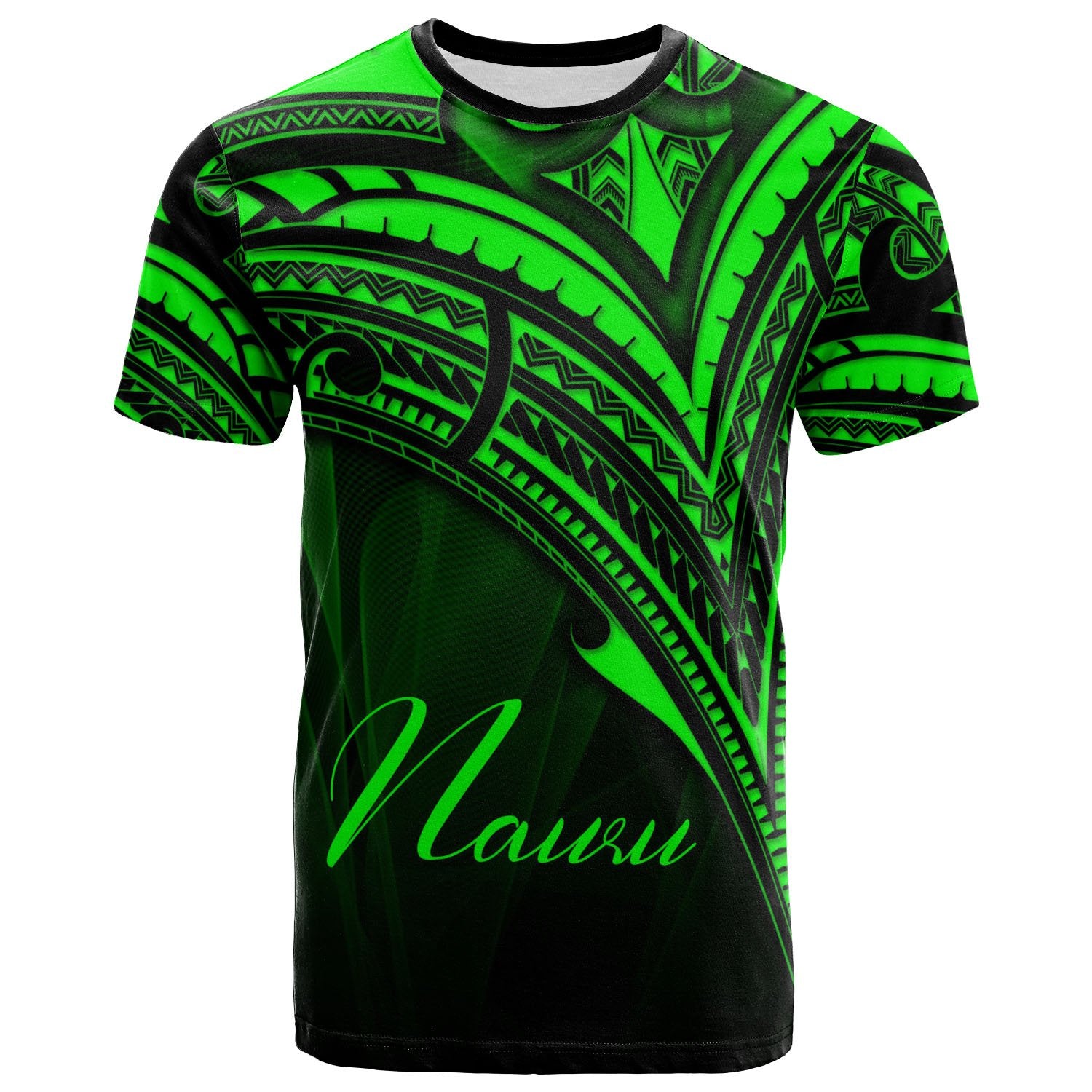 Nauru T Shirt Green Color Cross Style Unisex Black - Polynesian Pride