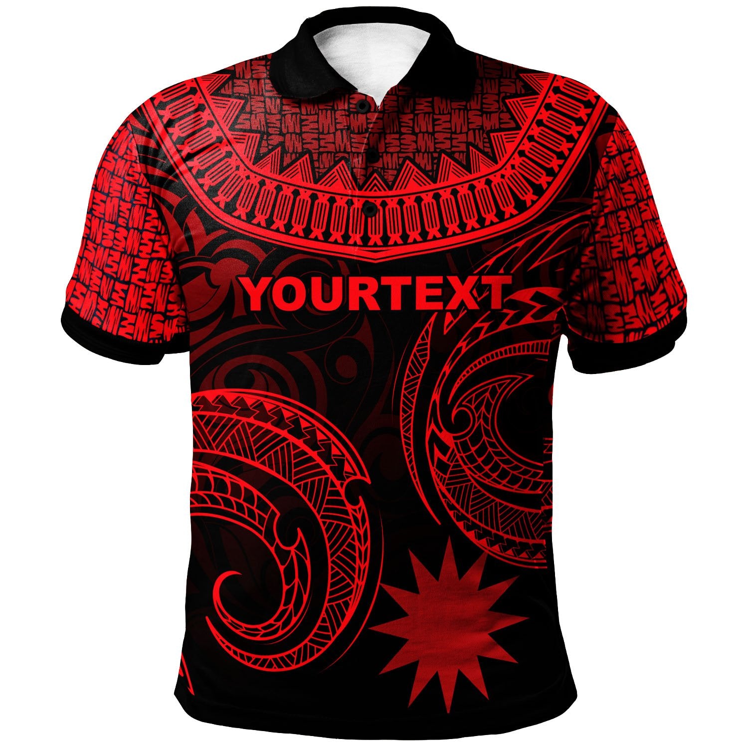 Nauru Custom Polo Shirt Unique Serrated Texture Red Unisex Red - Polynesian Pride