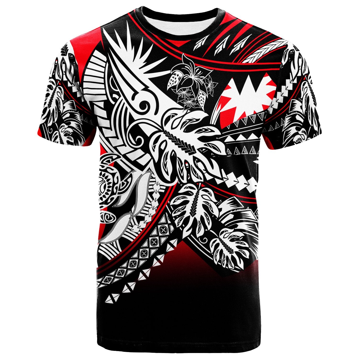 Nauru T Shirt Tribal Jungle Pattern Unisex Red - Polynesian Pride