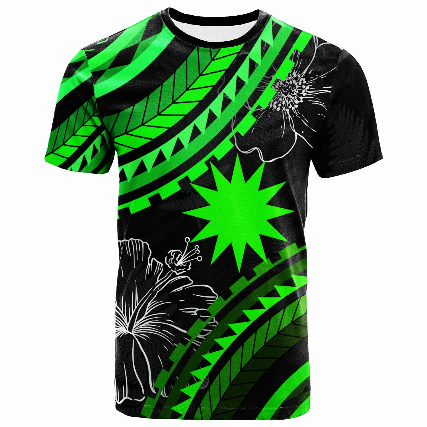 Nauru T Shirt Palm Leaf Texture Green Unisex Art - Polynesian Pride