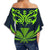 Hawaii Kanaka Polynesian Women's Off Shoulder Wrap Waist Top - Navy - Bernice Style - AH - Polynesian Pride