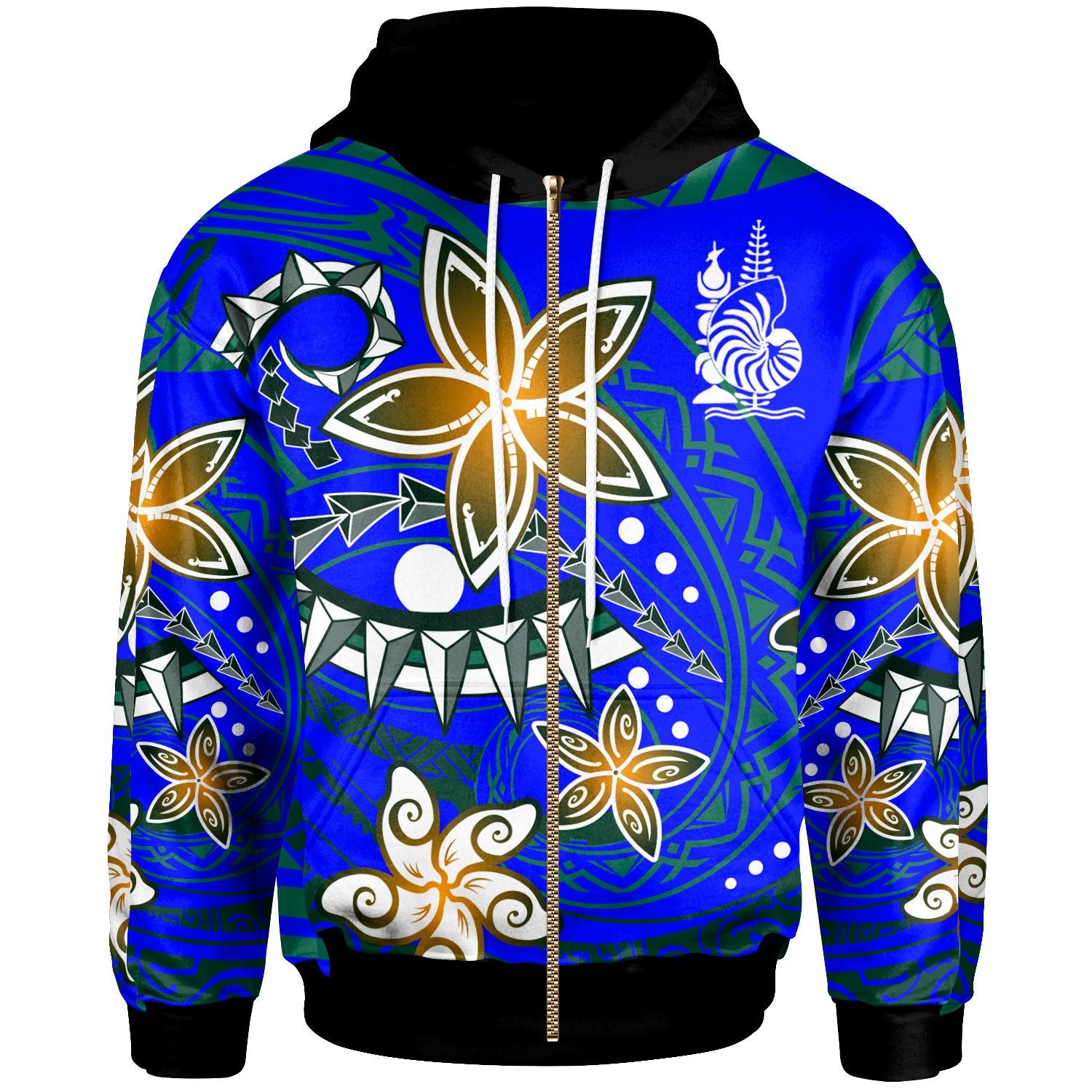 New Caledonia Zip Hoodie Spring Style Unisex Blue - Polynesian Pride