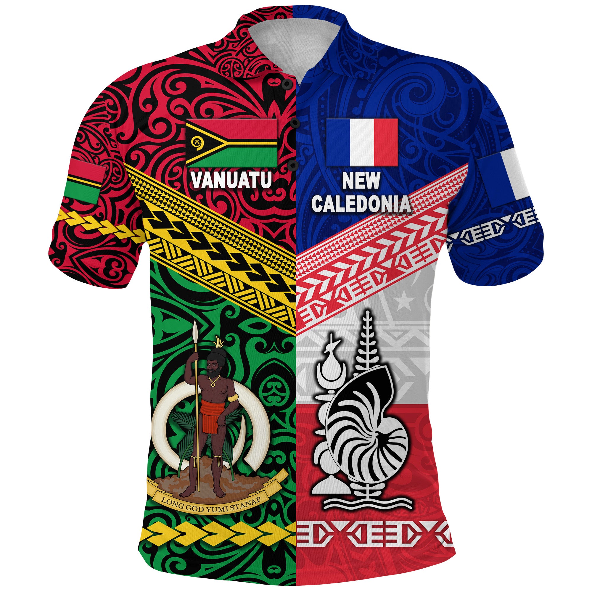 Custom Vanuatu New Caledonia Flag Style Polo Shirt Together LT8 - Polynesian Pride