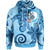 New Caledonia Hoodie Tribal Plumeria Pattern Unisex Blue - Polynesian Pride