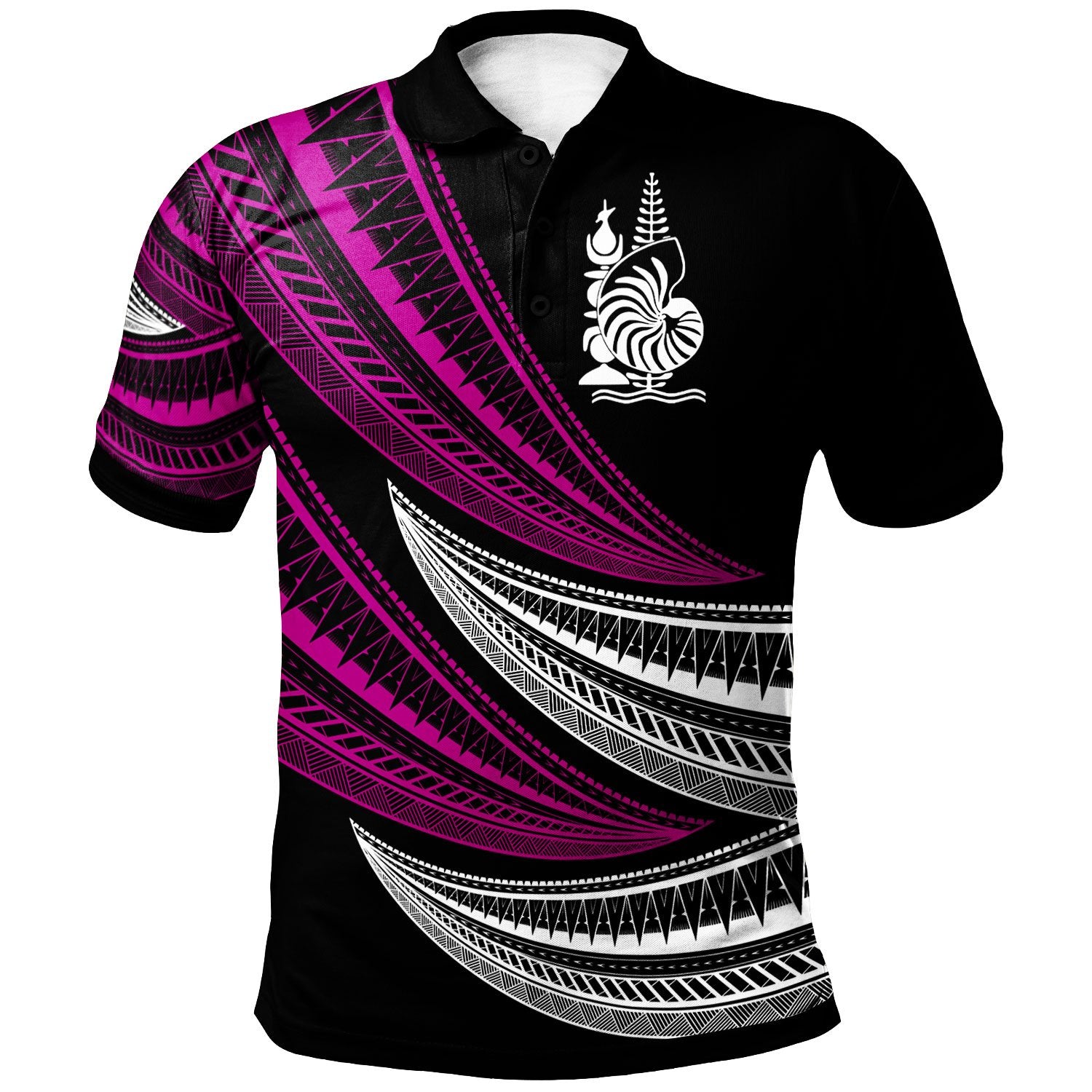 New Caledonia Custom Polo Shirt Wave Pattern Alternating Purple Color Unisex Purple - Polynesian Pride