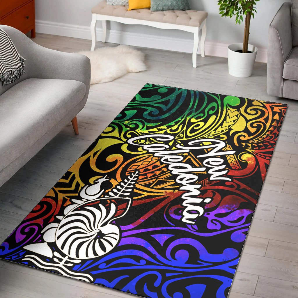 New Caledonia Area Rug - Rainbow Polynesian Pattern Rainbow - Polynesian Pride