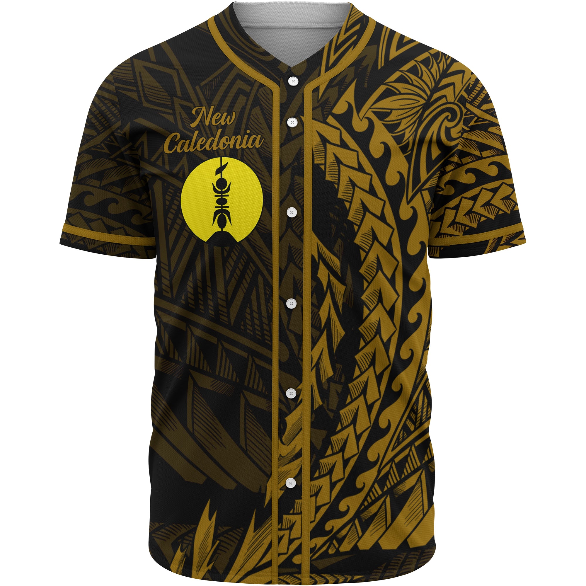 New Caledonia Baseball Shirt - Wings Style Unisex Gold - Polynesian Pride