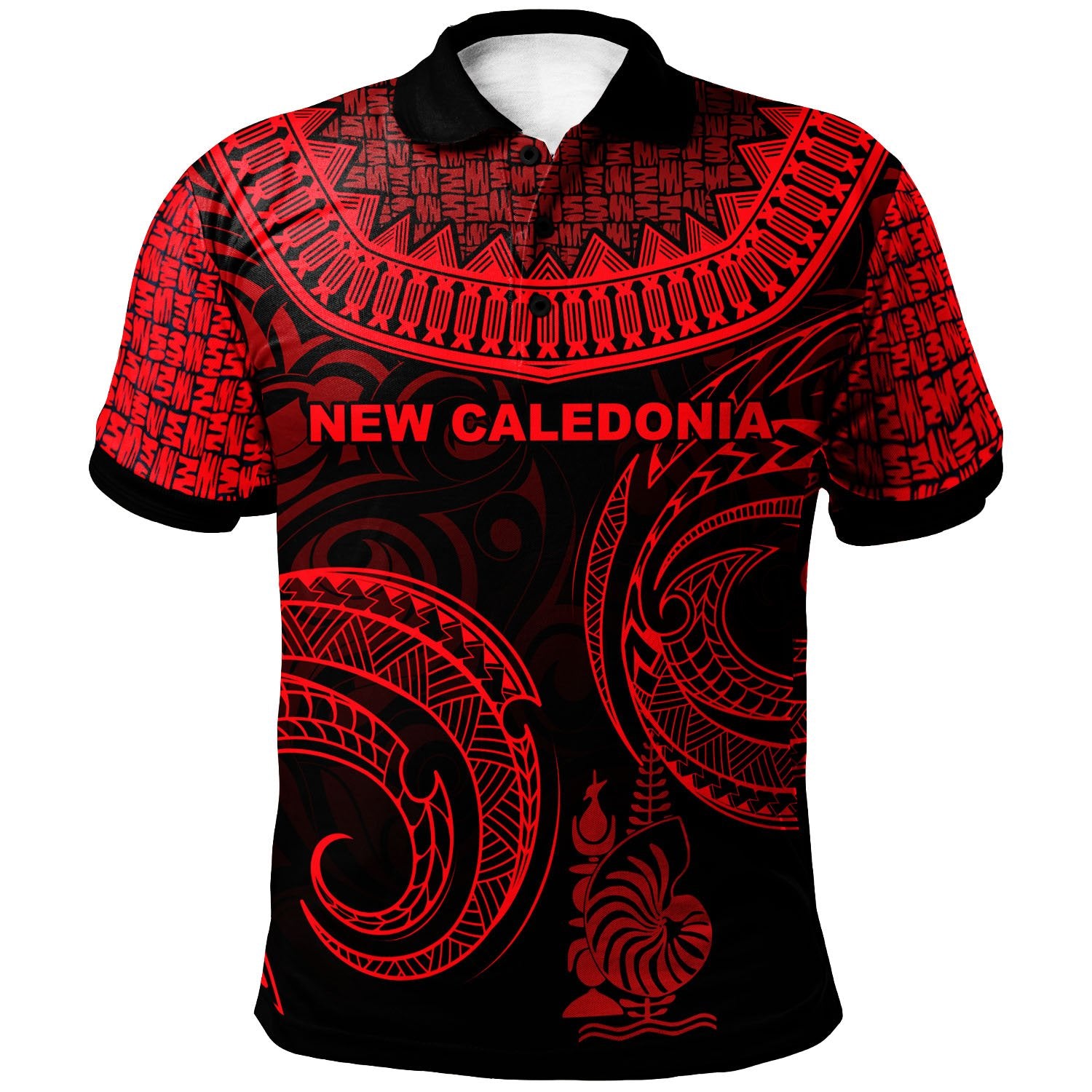 New Caledonia Polo Shirt Unique Serrated Texture Red Unisex Gray - Polynesian Pride