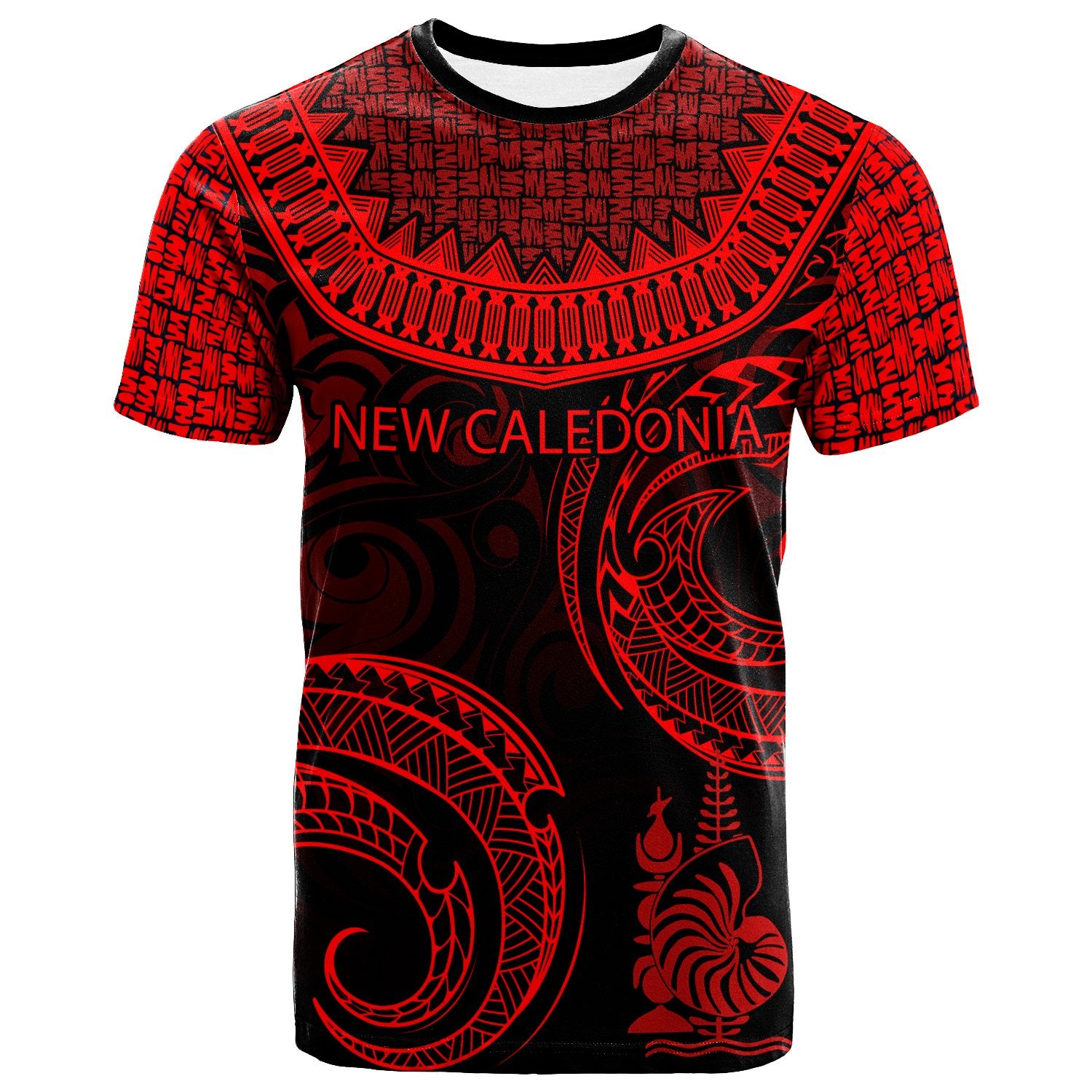 New Caledonia T Shirt Unique Serrated Texture Red Unisex Red - Polynesian Pride