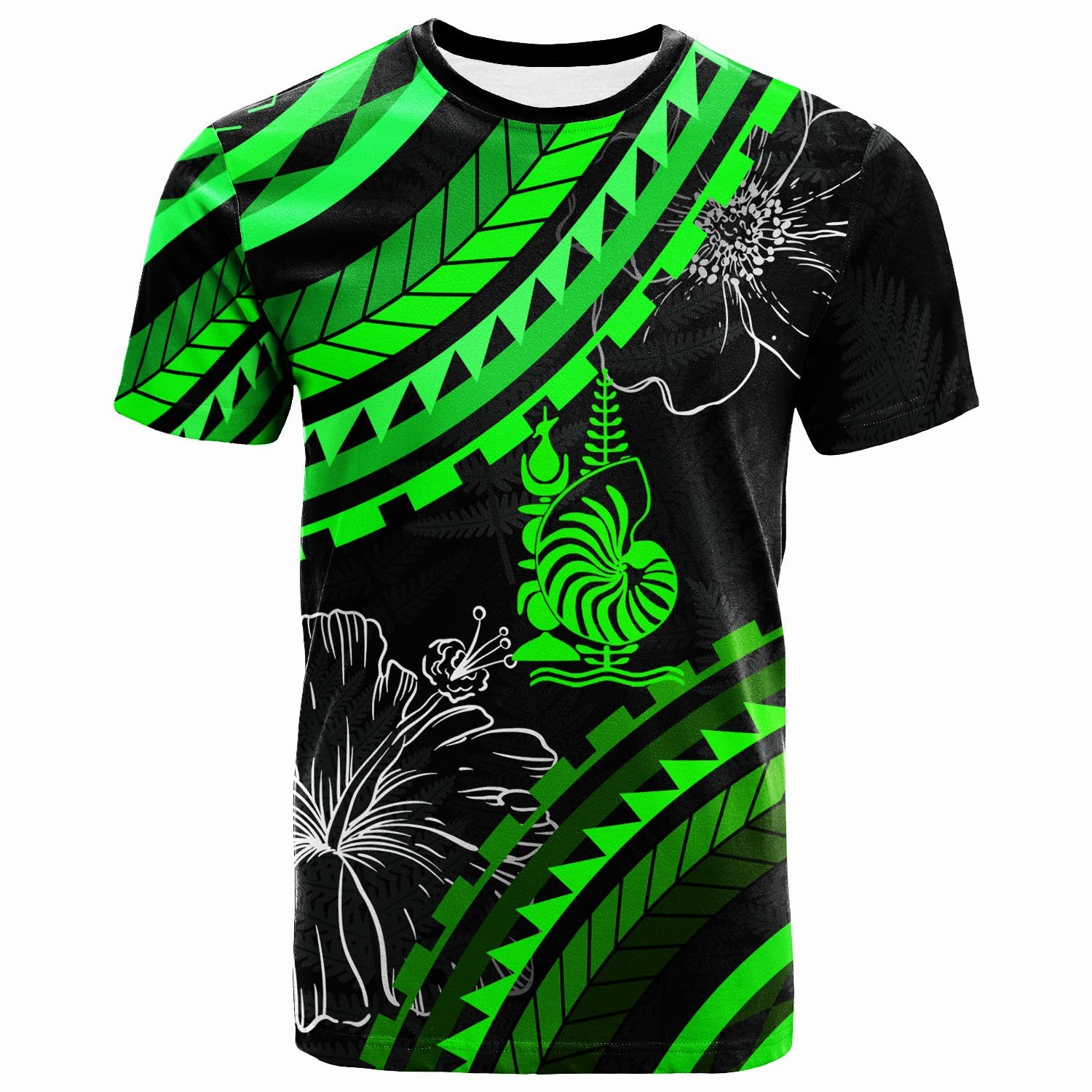 New Caledonia T Shirt Palm Leaf Texture Green Unisex Art - Polynesian Pride