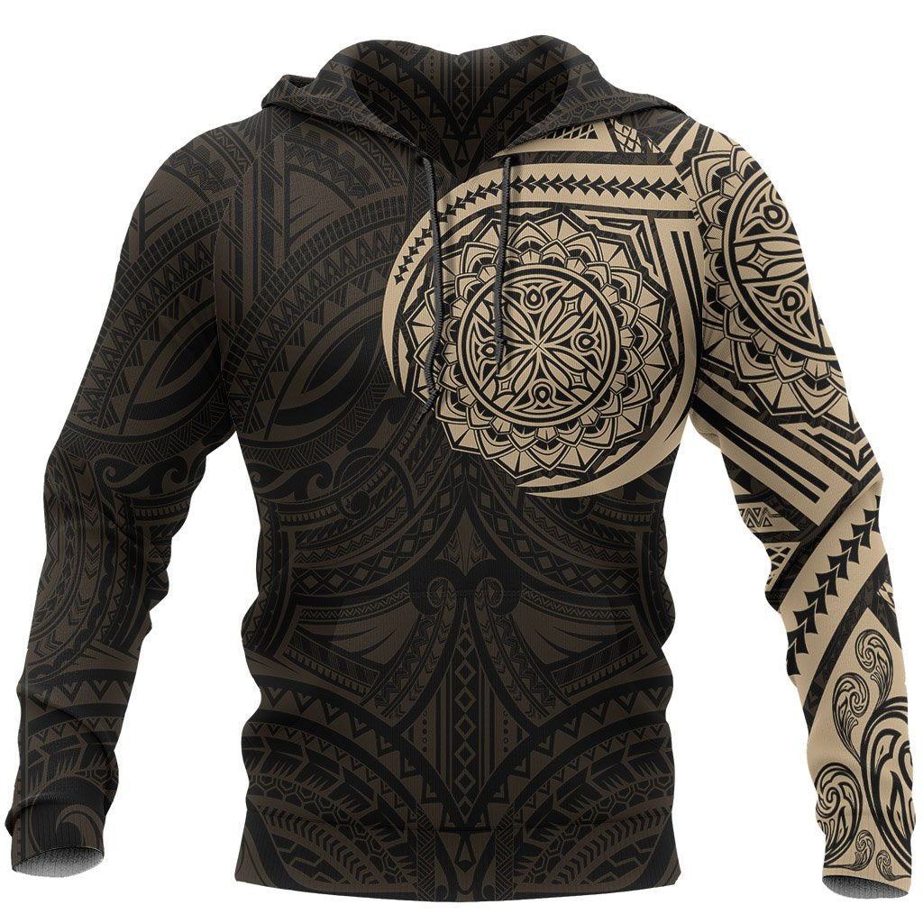 Hoodie Polynesian Golden Flowers Tattoo Style Unisex Gold - Polynesian Pride