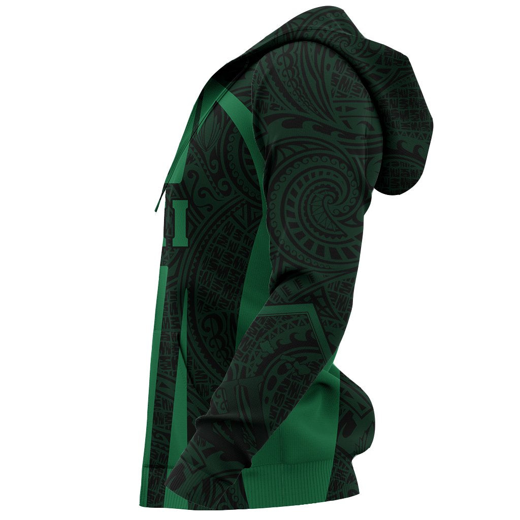 Hawaiian Kanaka Maoli Hoodie Sport Style Green Version - Polynesian Pride