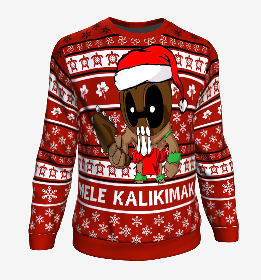 Hawaii Warriors Mele Kalikimaka Sweatshirt - Ugly Hawaii Christmas Red - Polynesian Pride