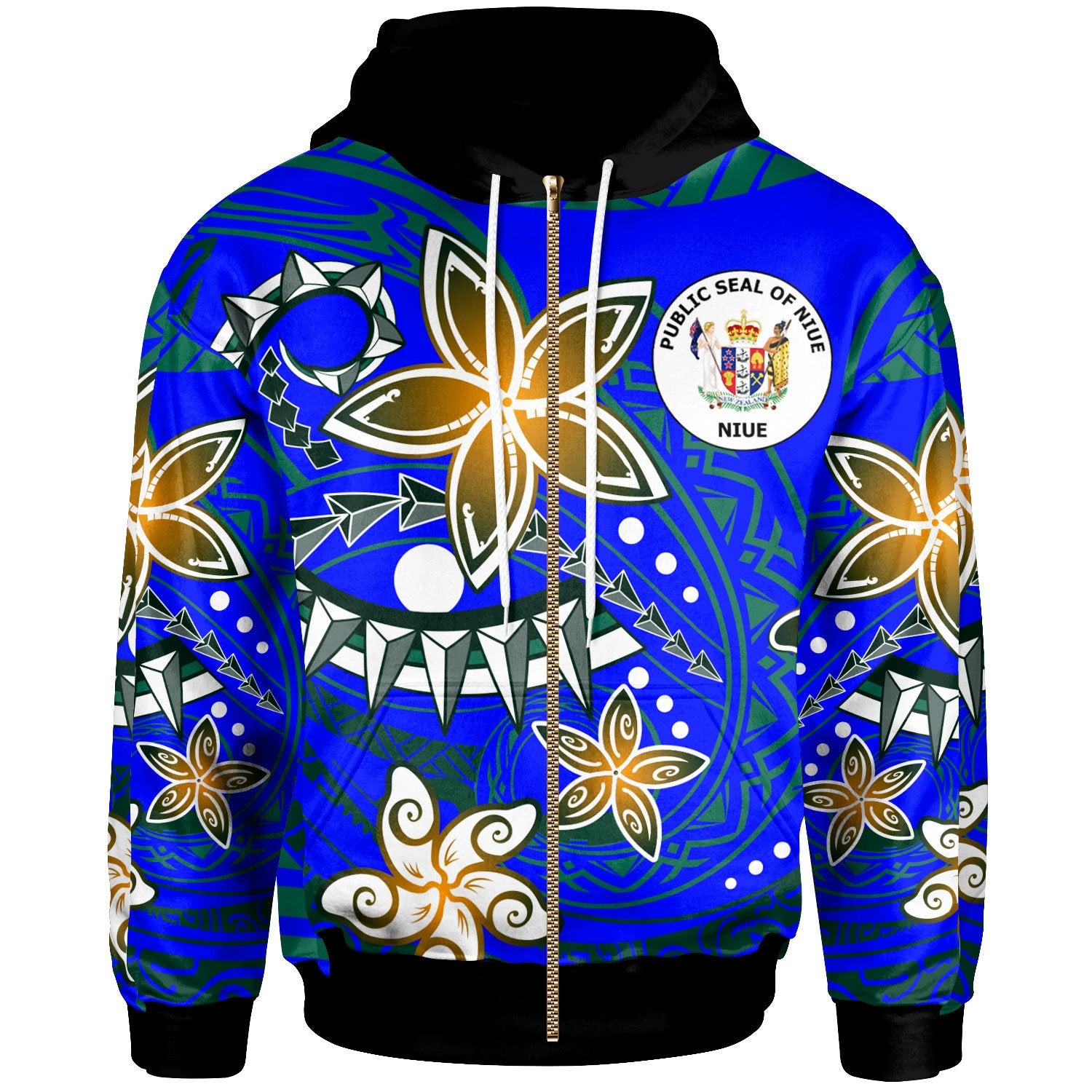 Niue Zip Hoodie Spring Style Unisex Blue - Polynesian Pride