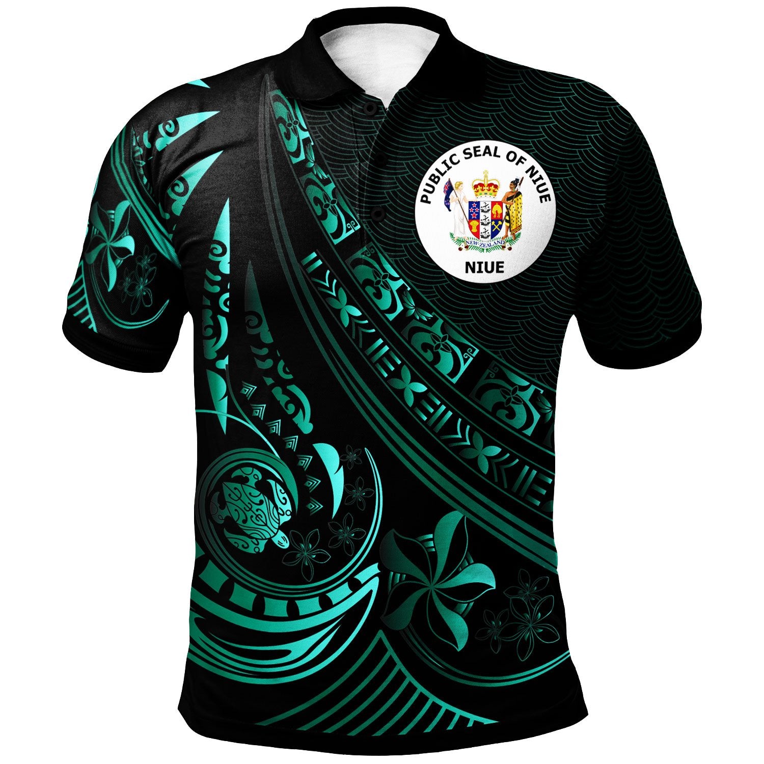 Niue Polo Shirt The Flow Of The Ocean Green Unisex Green - Polynesian Pride