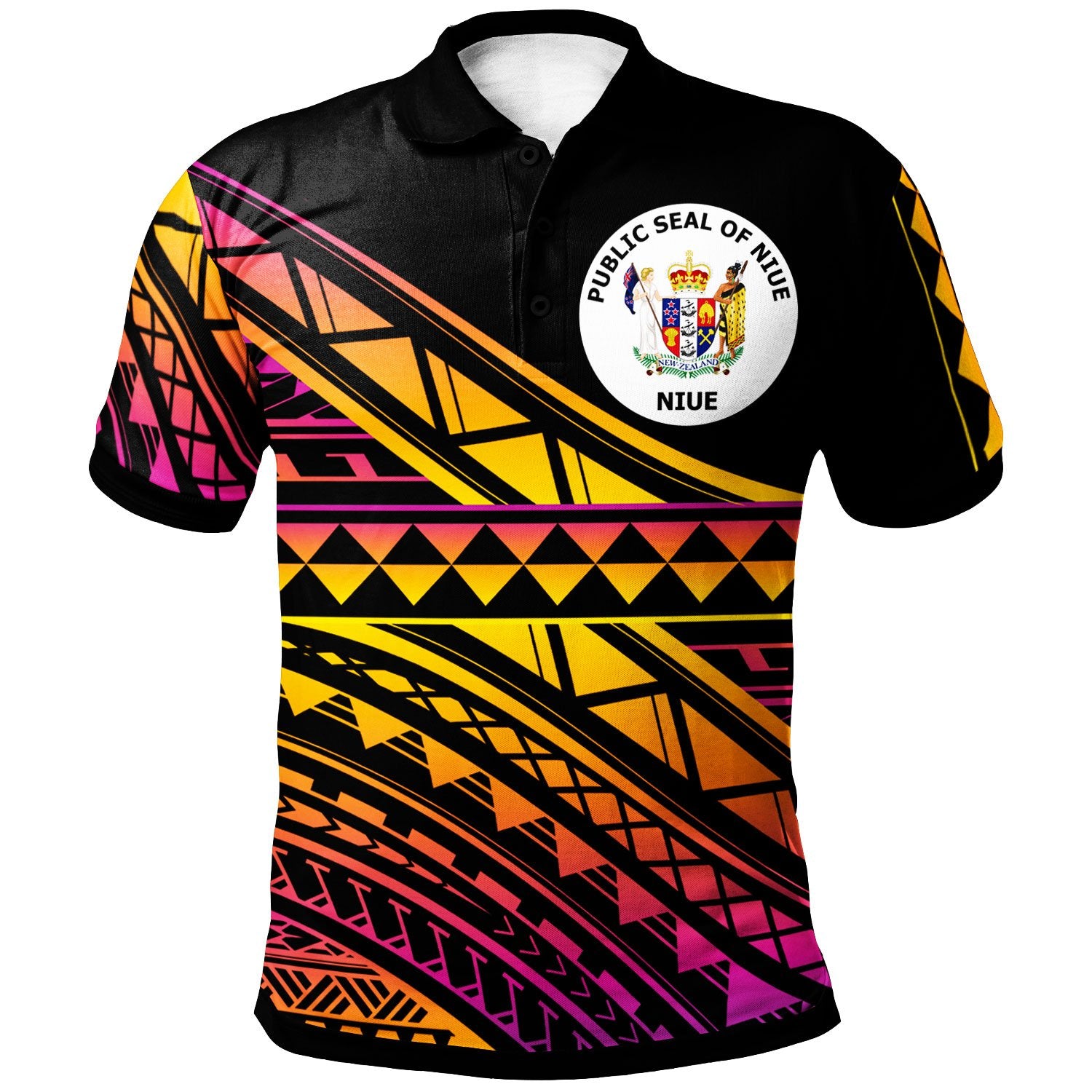 Niue Custom Polo Shirt Special Polynesian Ornaments Unisex Black - Polynesian Pride