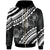 Niue Zip Hoodie Palm Leaf Texture Black Unisex Black - Polynesian Pride