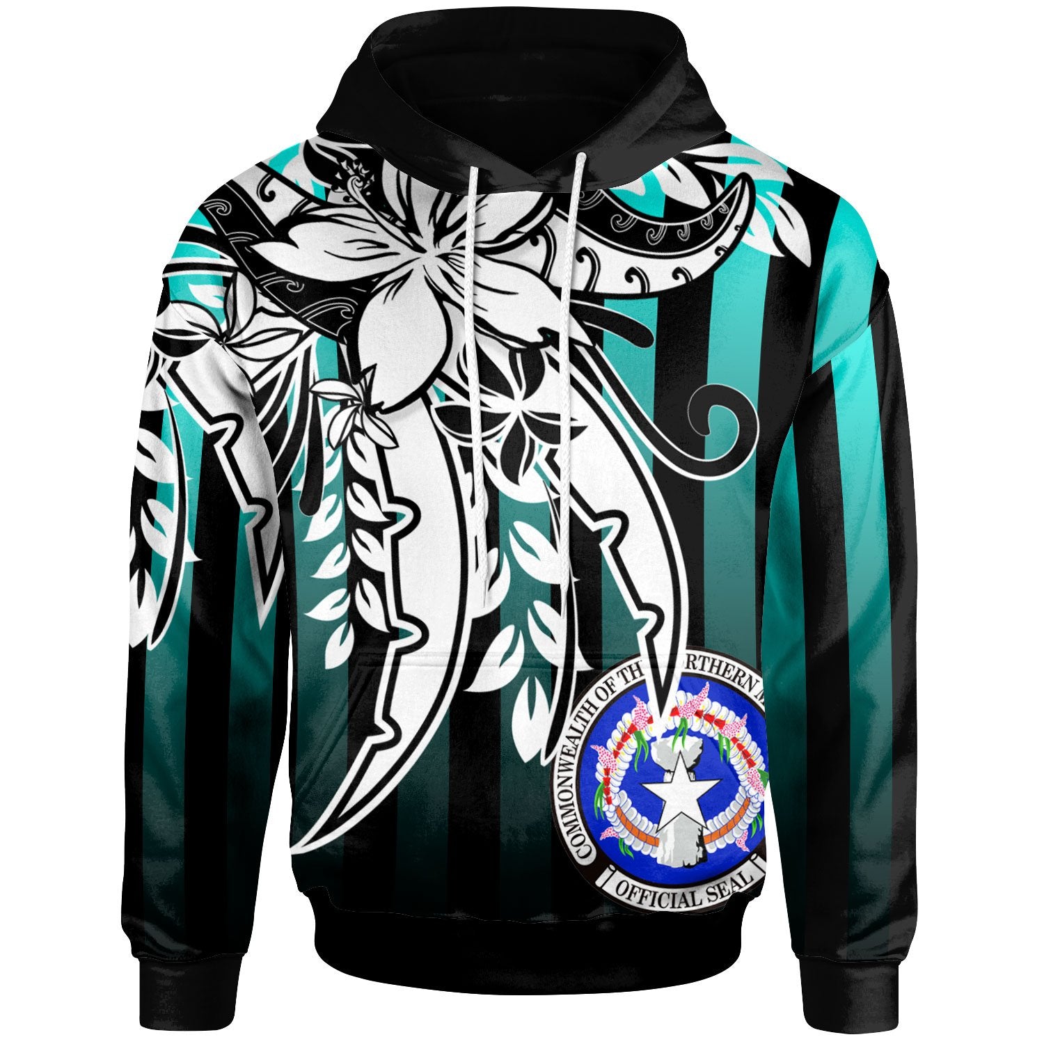 Northern Mariana Islands Hoodie Cyan Vertical Stripes Style Unisex Cyan - Polynesian Pride