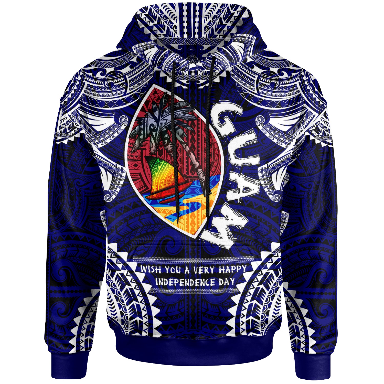 Guam Hoodie Custom Guam Independence Day Wish You A Very Happy Independence Day With Polynesian Patterns LT10 - Polynesian Pride